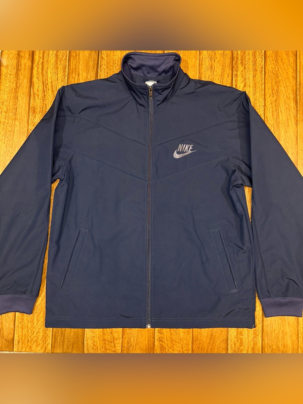 Nike Sportswear Mens Full Zip Track Jacket Navy Blue Chevron Y2K Vintage Large L